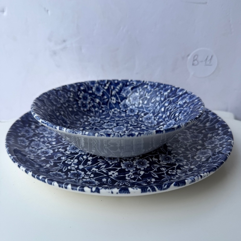 Royal Wessex Blue & White Floral Plate & Bowl Set Made in England B-11